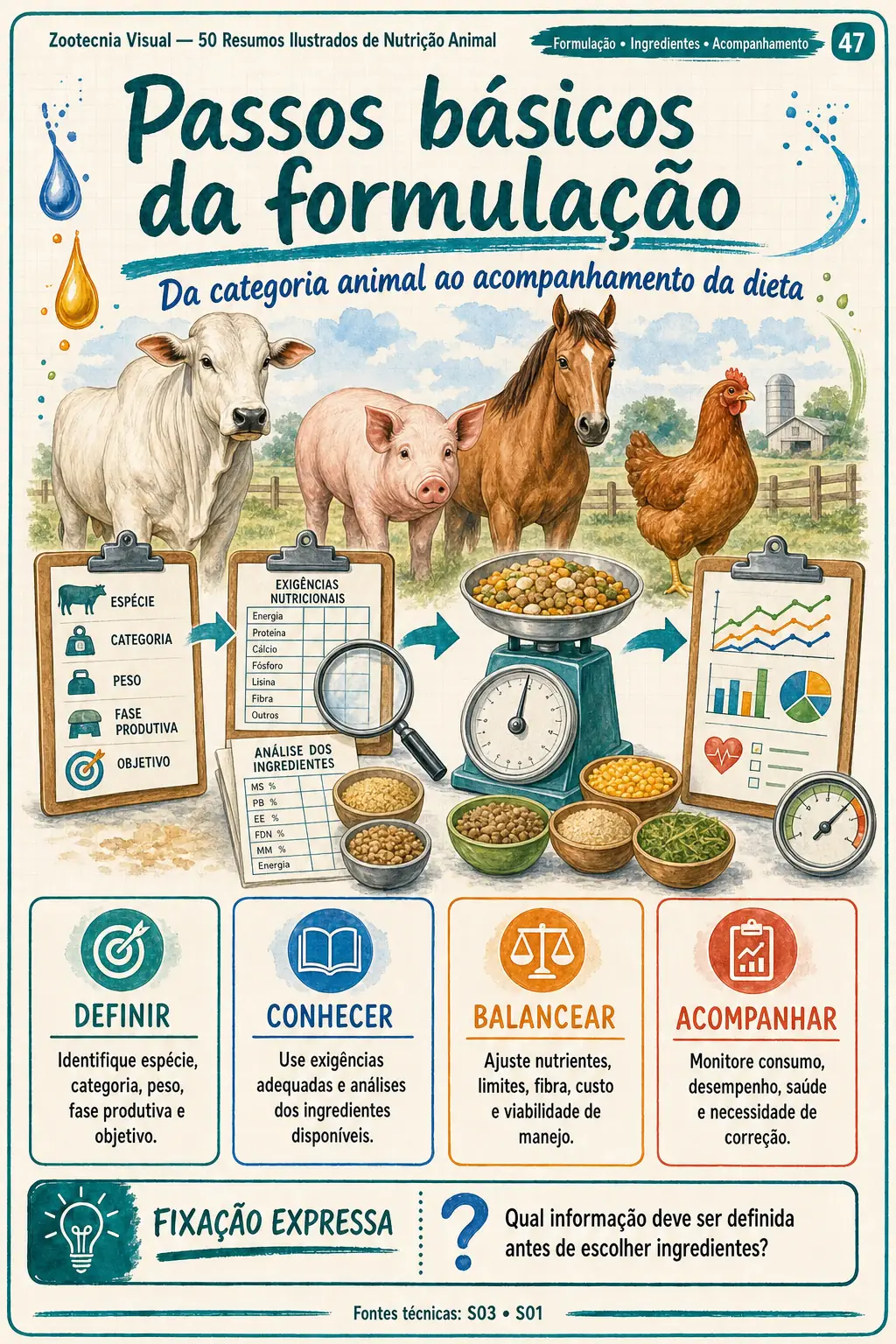 Prévia da lição sobre os passos básicos da formulação de dietas